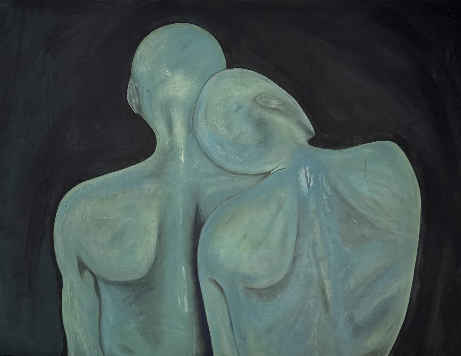 Here With You, original figurative painting by Anissa, 122 × 90 cm.